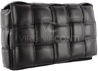 Сумка-клатч Virginia Conti дутое плетение под Bottega Veneta (Черный)